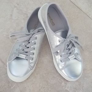 bebe Metalic Silver Sneakers